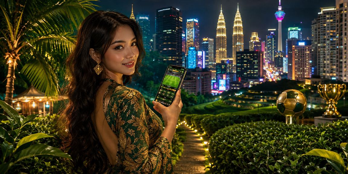 Pengguna platform kasino mudah alih s99my di Kuala Lumpur dengan latar belakang batik Malaysia